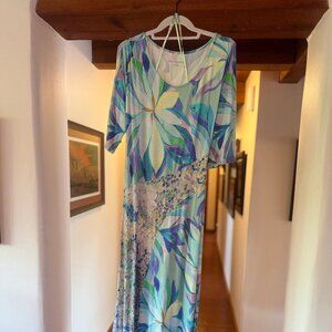 Multi-color Turquoise stretch midi XL dress NWOT